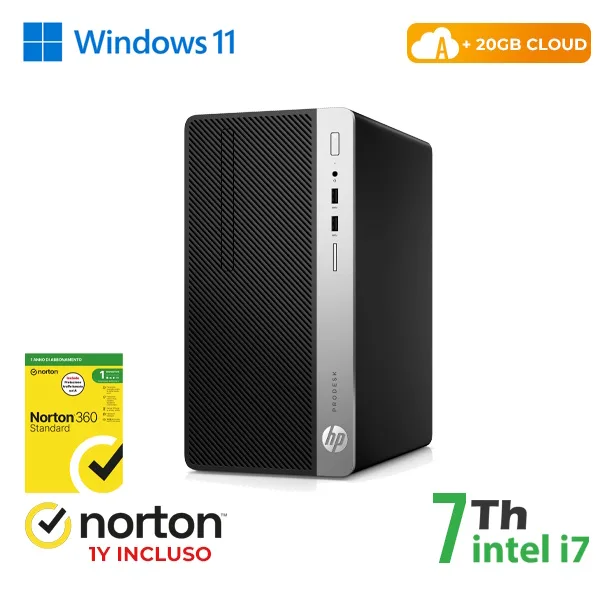 RINOVO PC HP 400-600 G3 Tower i7- 7X00 DDR4 8GB SSD256GB W11 CLOUD20GB Grade A 1Y Warranty NORTON