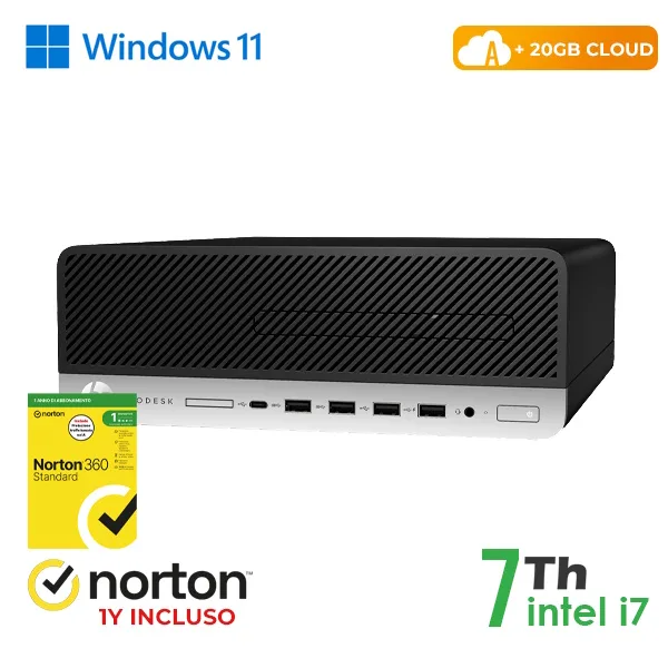RINOVO PC HP REFURBISHED 600-800 G3 SFF I7-7X00 DDR4 8GB SSD 256GB W11P CLOUD20GB GRADE A 1Y WARRANT