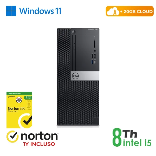 RINOVO PC DELL REFURBISHED OPTIPLEX 5060-7060 TOWER I5-8X00 DDR4 8GB SSD 256GB W11P CLOUD20GB HDMI G