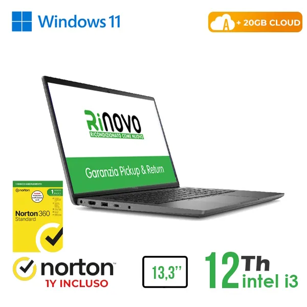 RINOVO NB DELL REFURBISHED Latitude 3340 i3-12XXU DDR4 8GB SSD 256GB HDMI 13.3" W11P CLOUD20GB Grade