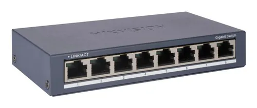 HIKVISION SWITCH 8 PORTE GIGABIT RJ45 PORTS, DESKTOP STEEL CASE UNMANAGED SWITCH